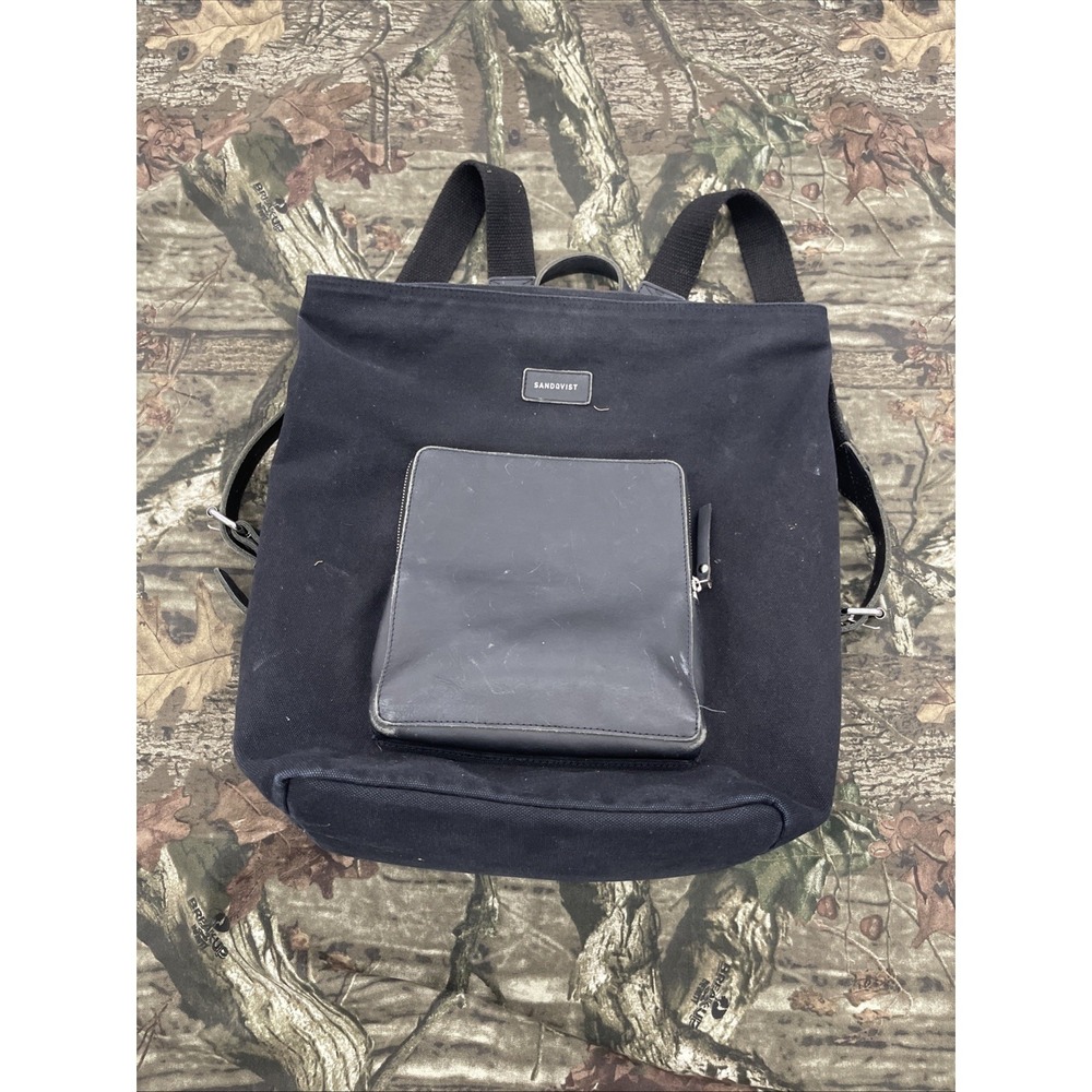 Sandqvist‎ Cotton Canvas With Leather Details Backpack Black H69